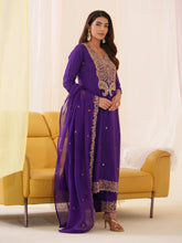 Women Ethnic Motifs Embroidered Kurta With Trousers & Dupatta-MLWSHKS4298PUP